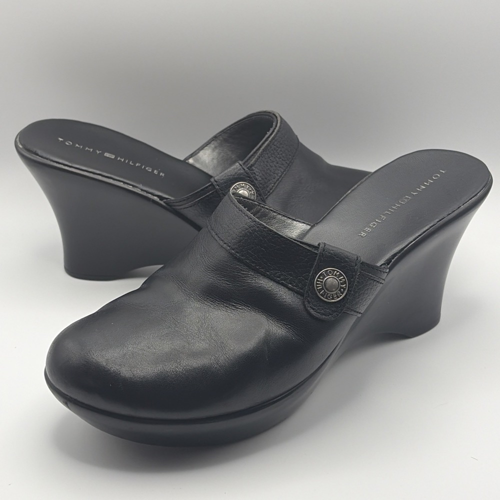 y2k Tommy Hilfiger Black clogs